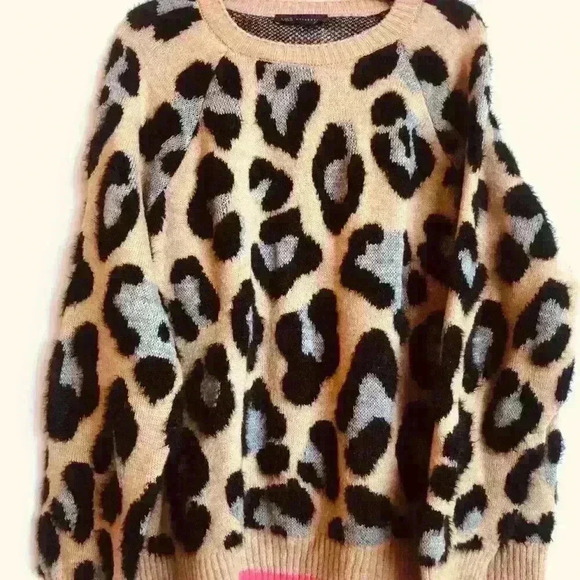 M&S Collection Animal Print Round Neck Jumper - Picture 2 of 9